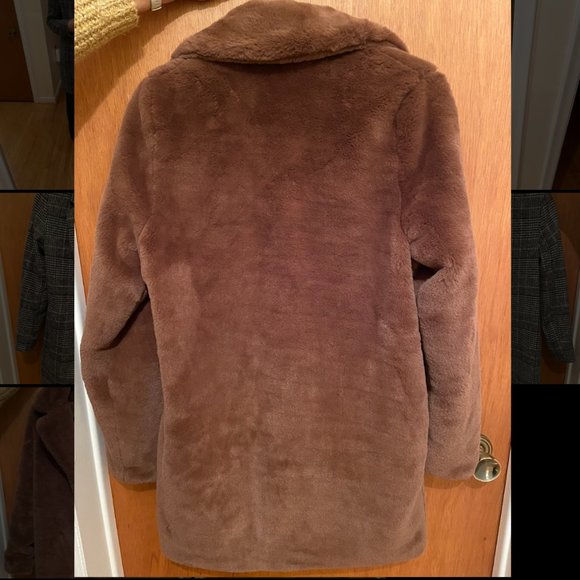 Chocolate Brown Faux Fur Coat - Picture 6 of 6